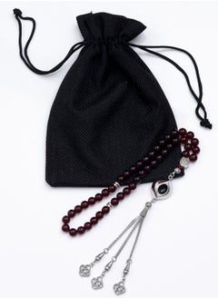 سبحتي  مسبحة معدنية و حجر Red chalcedony | الخرز 8 ملي -عدد الحرز 45  - Image 3