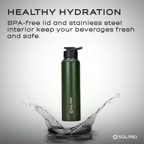 Solpro Alpha 1000mL Stainless Steel Bottle for Office,School,College,Travel,Gym,Yoga,Camping,Sports & Outdoor for Men,Women,Athletes,Kids,Children,Student, & Youth; Odor,Leak & BPA Free(Forest Green) - Image 5