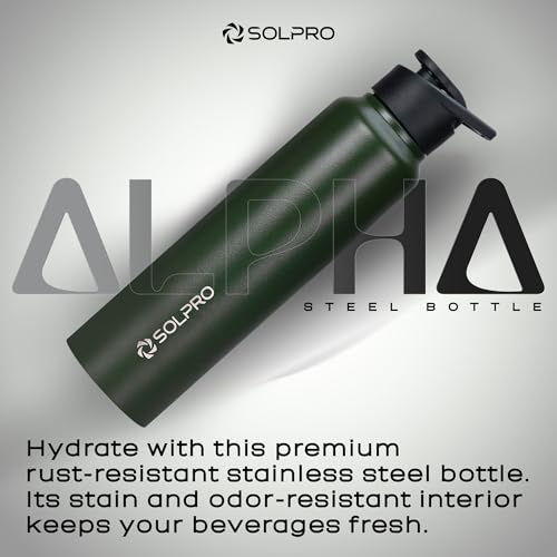Solpro Alpha 1000mL Stainless Steel Bottle for Office,School,College,Travel,Gym,Yoga,Camping,Sports & Outdoor for Men,Women,Athletes,Kids,Children,Student, & Youth; Odor,Leak & BPA Free(Forest Green) - Image 2