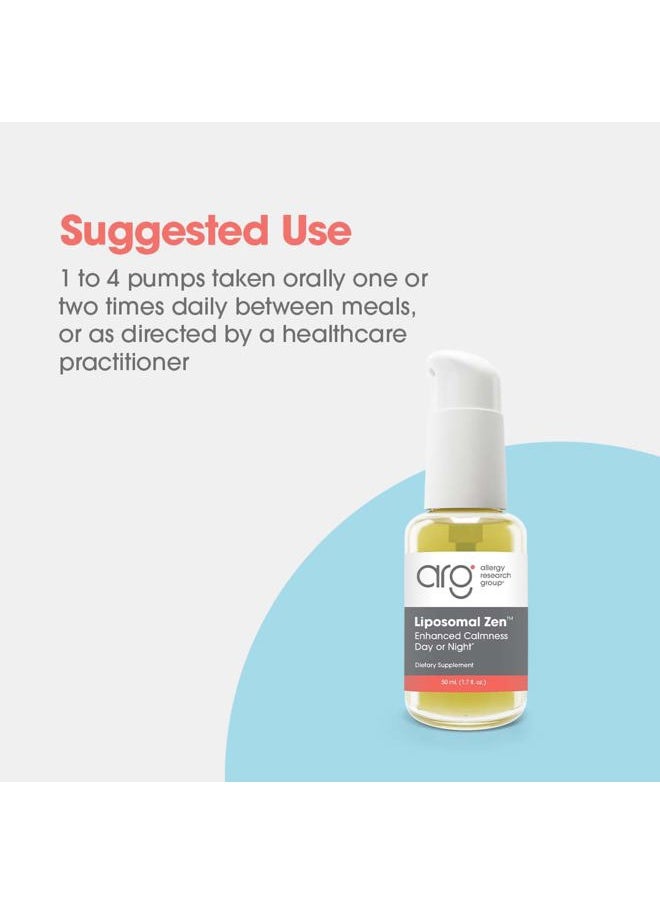 Allergy Research Group - Liposomal Zen - L-Theanine Liquid Supplement, GABA Calming Support, Sleep Liposomal, Day or Night, Sunflower Phospholipids, Fast-Acting Zen Formula - 1.7 Fl Oz - Image 1