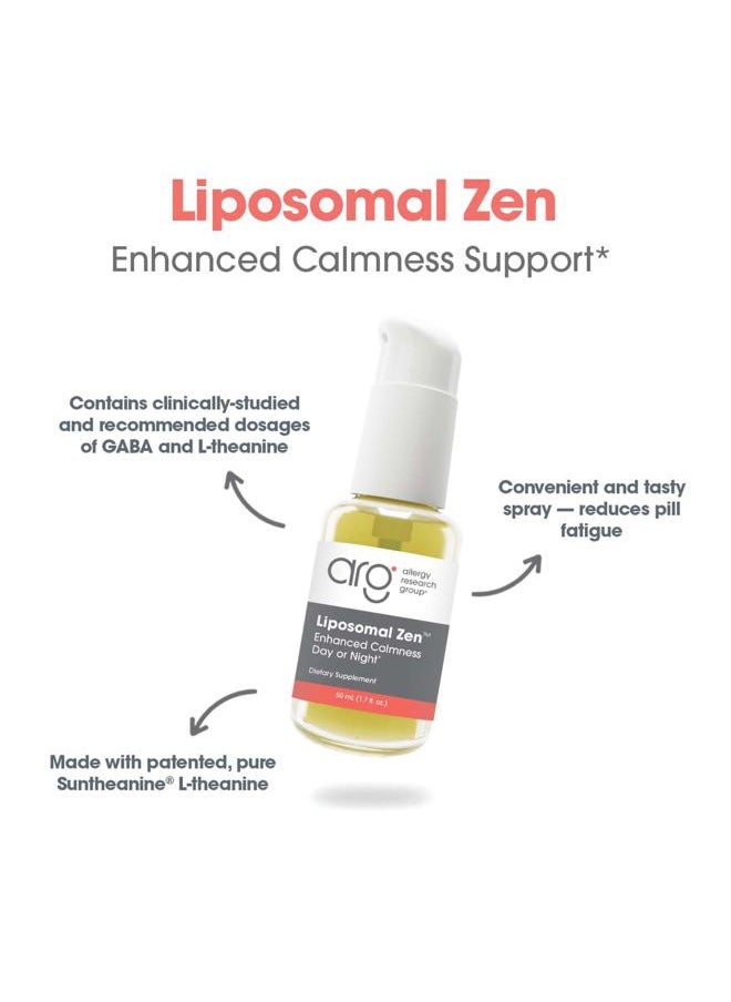 Allergy Research Group - Liposomal Zen - L-Theanine Liquid Supplement, GABA Calming Support, Sleep Liposomal, Day or Night, Sunflower Phospholipids, Fast-Acting Zen Formula - 1.7 Fl Oz - Image 1