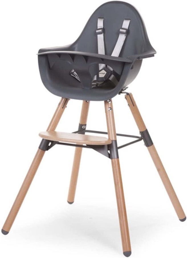 CHILDHOME Childhome, Baby/Child High Chair, Evolutive, From 6 Months Up To 6 Years, Height Adjustable, 5 Point Harness, Many Accessories, Compatible With Evolu Baby Newborn Seat, Beechwood, Evolu 2, Charcoal  - Image 1