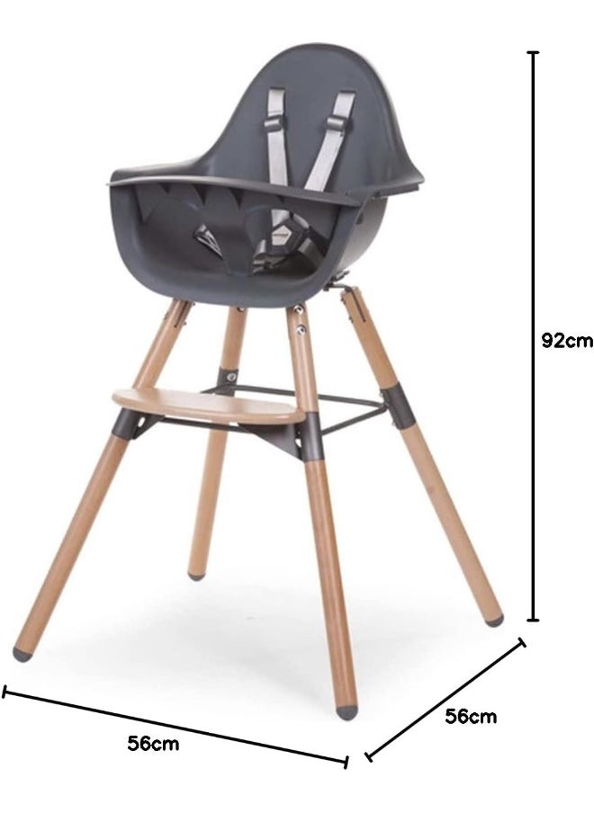 CHILDHOME Childhome, Baby/Child High Chair, Evolutive, From 6 Months Up To 6 Years, Height Adjustable, 5 Point Harness, Many Accessories, Compatible With Evolu Baby Newborn Seat, Beechwood, Evolu 2, Charcoal  - Image 5