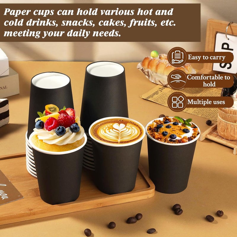 Nitlak 25 Pack 8oz Black Disposable Paper Coffee Cups, Hot Cup Coffee Cups, Paper Tea Cup, Party Beverage Cups, Hot/Cold Beverage Drinking Cup for Office, Party, Restaurant, Home. - Image 4