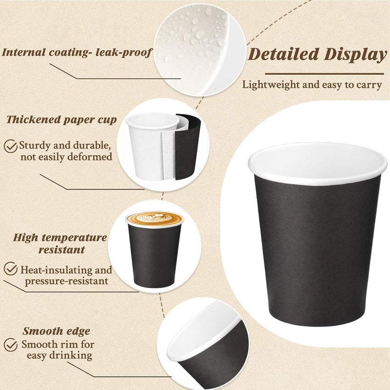 Nitlak 25 Pack 8oz Black Disposable Paper Coffee Cups, Hot Cup Coffee Cups, Paper Tea Cup, Party Beverage Cups, Hot/Cold Beverage Drinking Cup for Office, Party, Restaurant, Home. - Image 3