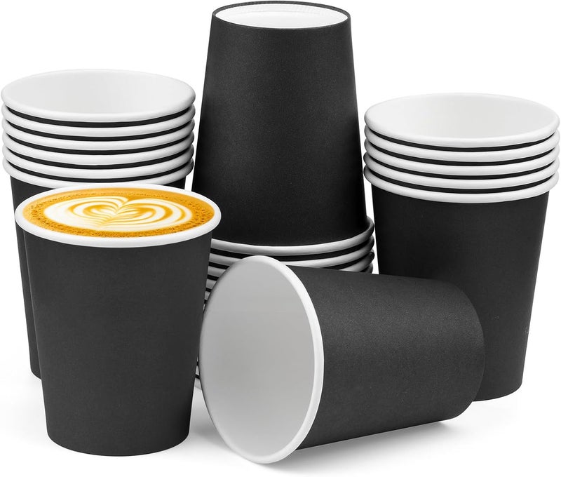 Nitlak 25 Pack 8oz Black Disposable Paper Coffee Cups, Hot Cup Coffee Cups, Paper Tea Cup, Party Beverage Cups, Hot/Cold Beverage Drinking Cup for Office, Party, Restaurant, Home. - Image 1