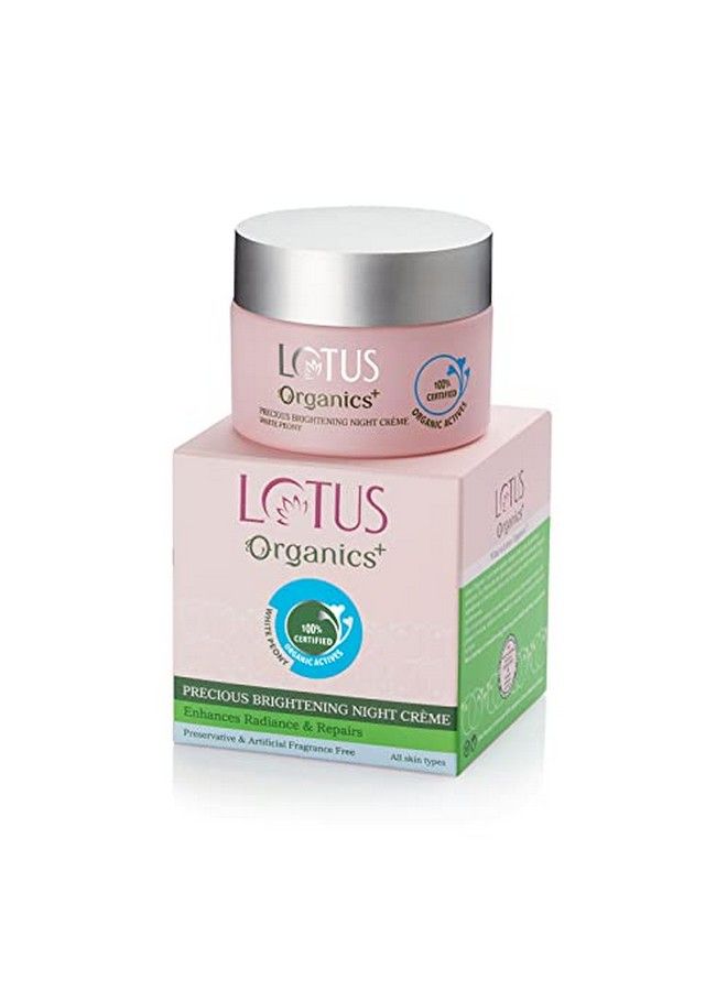 Lotus Organics+ Precious Brightening Night Cream ; For Dark Spots Blemishes & Pigmentation ; Night Moisturiser ; 50G  - Image 3