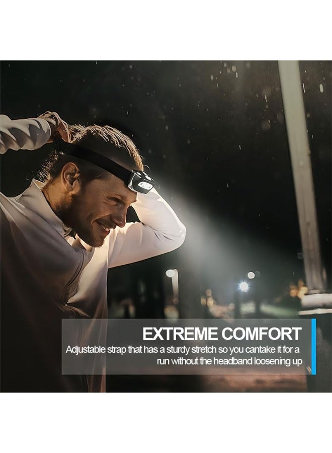 Headlamp for Men Women, Adjustable Head Lamps with 7 Light Modes and Pivotable Head, Waterproof Lightweight White & Red LED Light for Outdoor Fishing Camping Running Cycling, Battery Powered, Black - Image 4