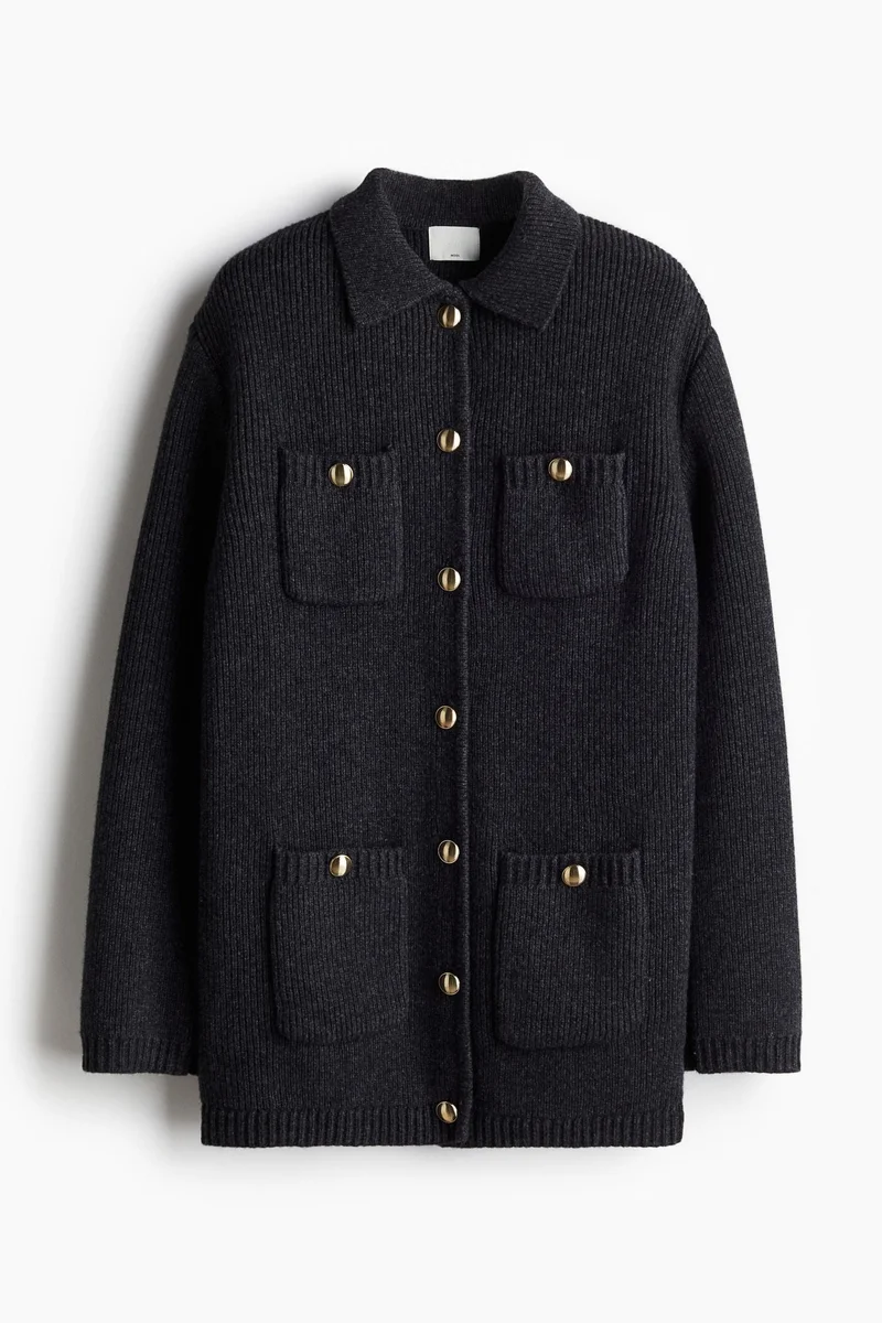 H&M Rib-Knit Wool Cardigan