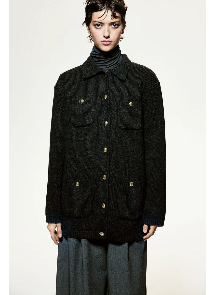اتش اند ام Rib-Knit Wool Cardigan