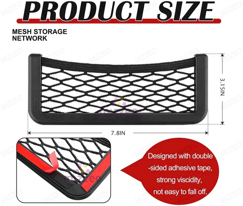 MIZZEO Car Storage Net Back Stick on Car Net Pocket Mesh Car Organizer Car Net Pocket Seat Side Storage for Phone Holder Pocket Organizer Compatible with Volkswagen Jetta (Type-I) 2005-2009 - Image 3