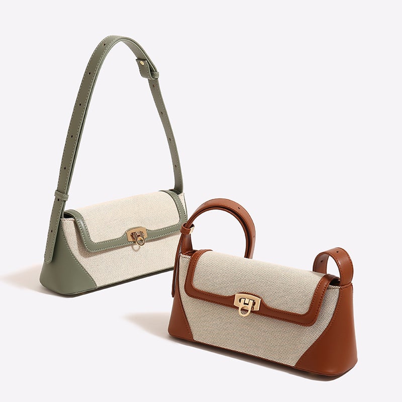 Bag For Women, Versatile Retro Shoulder Crossbody Bag, Light Luxury Niche French Armpit Bag, Baguette Bag, Contrasting Color - Image 5