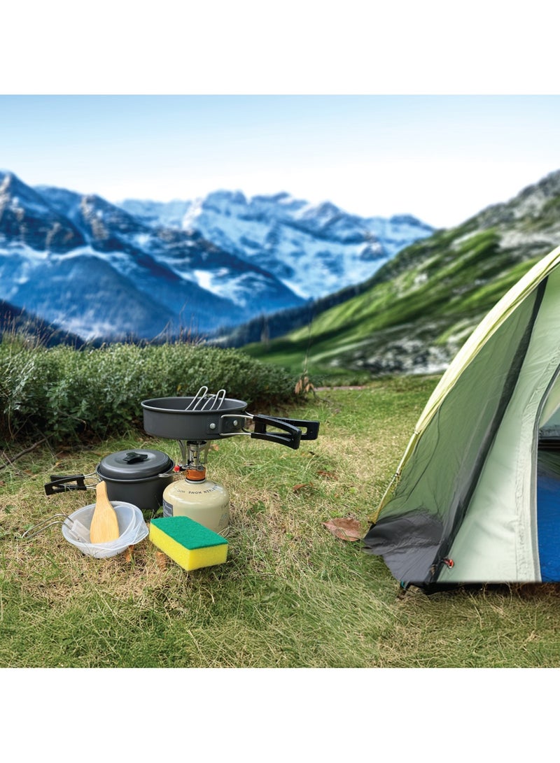 GREEN LION 10 IN 1 Camping Cookware / Anodized aluminum & stainless steel / Easy maintenance and cleaning / Foldable and Lightweight / Easy to store and carry / Foldable Spoon & Fork / Foldable Soup Spoon - Black - Image 3