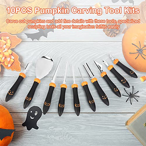 CHRYZTAL Pumpkin Carving Kit Tools Halloween, Professional Heavy Duty Carving Set, Stainless Steel Double-side Sculpting Tool Carving Kit for Halloween Decoration Jack-O-Lanterns, Gift for Halloween - Image 5