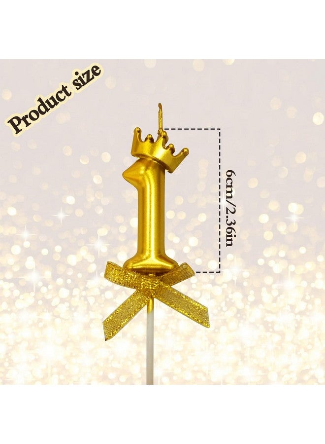 FI - FLICK IN 2 Pc 13 Number Candle for Birthday Cake Metallic Gold Number Candle with Crown on Top for Anniversary Cake Topper 13th Birthday Cake Decoration 0-9 Number Candles (Pack of 2, Gold) - Image 2