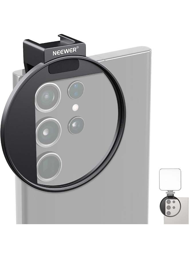 NEEWER Upgraded 67mm Phone Filter Mount Threaded Lens Filter Clip w/Cold Shoe Mount, Locking Knob, 13mm Opening Compatible with iPhone 16 15 Pro Max Plus 14 13 Samsung Galaxy S22 S23 S24 Ultra, LA006 - Image 1