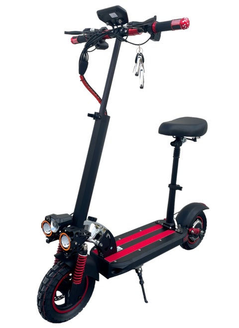 Electric Scooter 1000W Motor 48V13Ah Battery 30 to 35Km Range Max Speed 55KmpH 4 Suspension Led Lights & Digital Display  E10