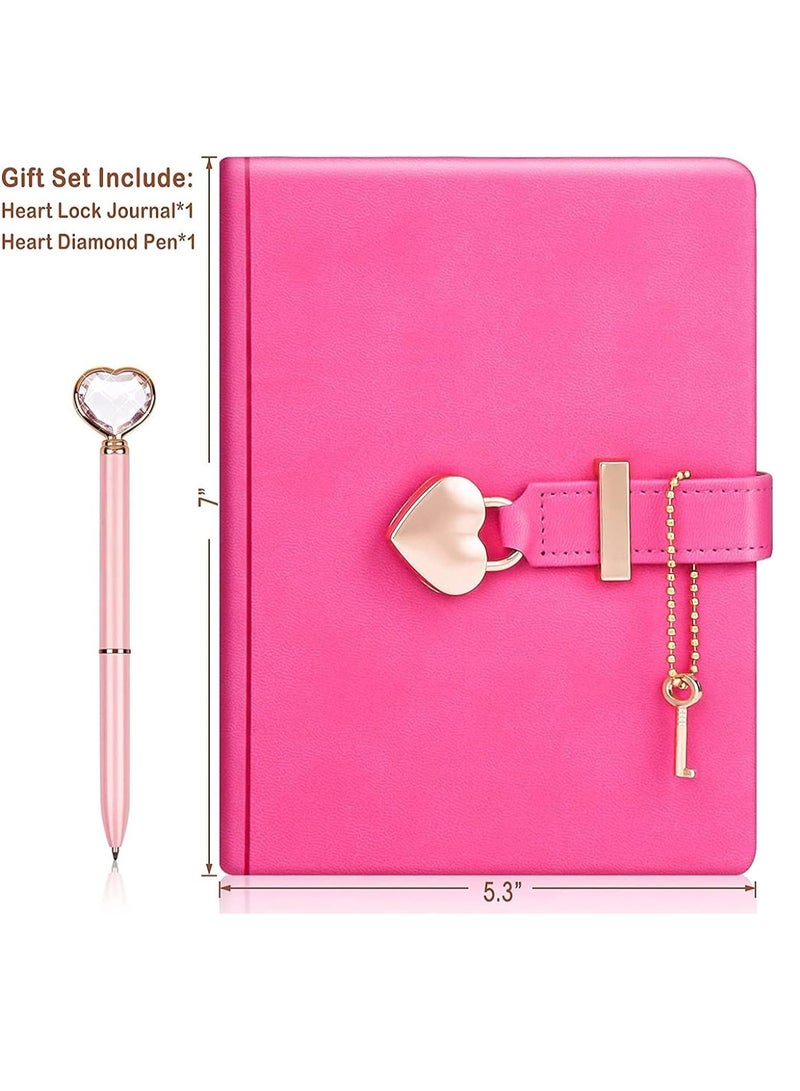 Generic Heart-Shaped Lock Diary with Key, Leather Journal Diary with Lock for Girls, B6 Cute Locking Journals for Kids, Made of Animal-Friendly Leather, 5.3 x 7 Inch  - Image 4