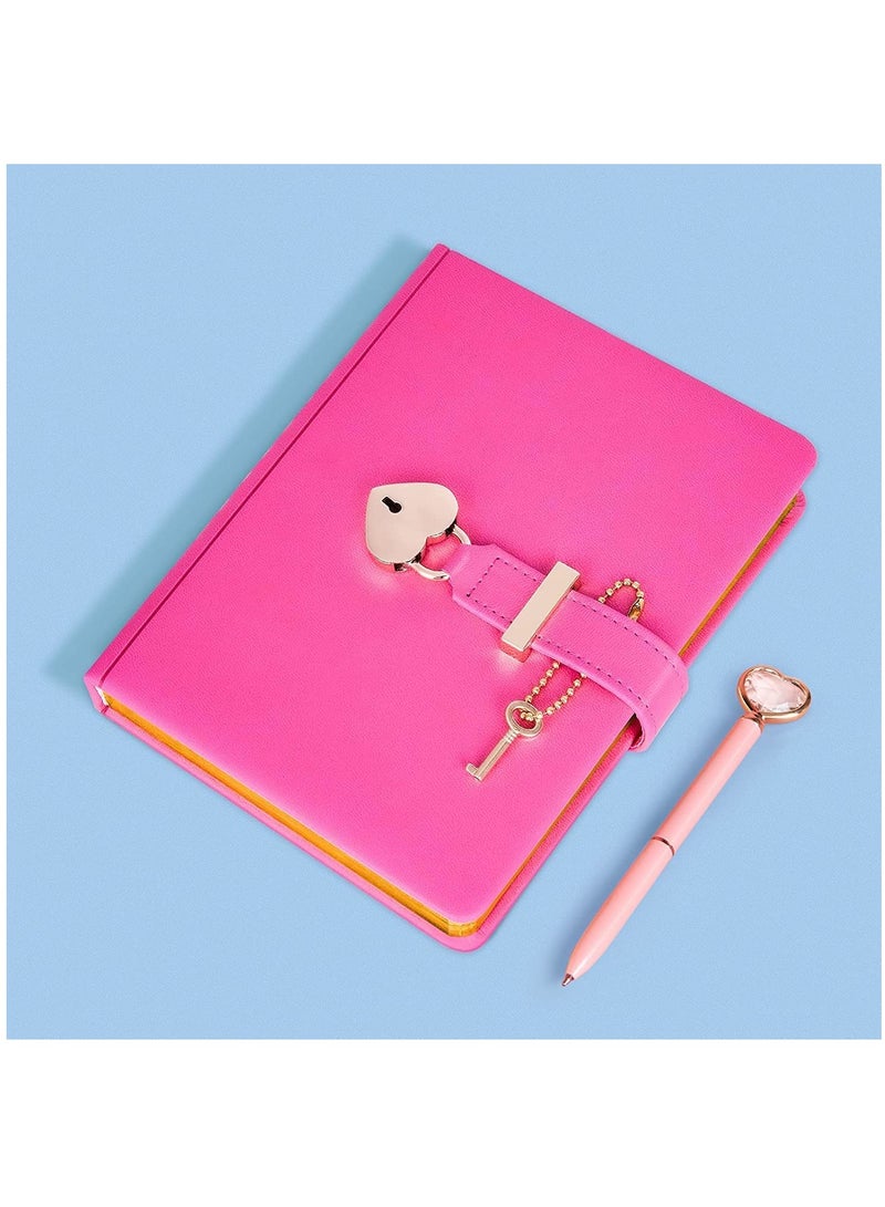 Generic Heart-Shaped Lock Diary with Key, Leather Journal Diary with Lock for Girls, B6 Cute Locking Journals for Kids, Made of Animal-Friendly Leather, 5.3 x 7 Inch  - Image 5