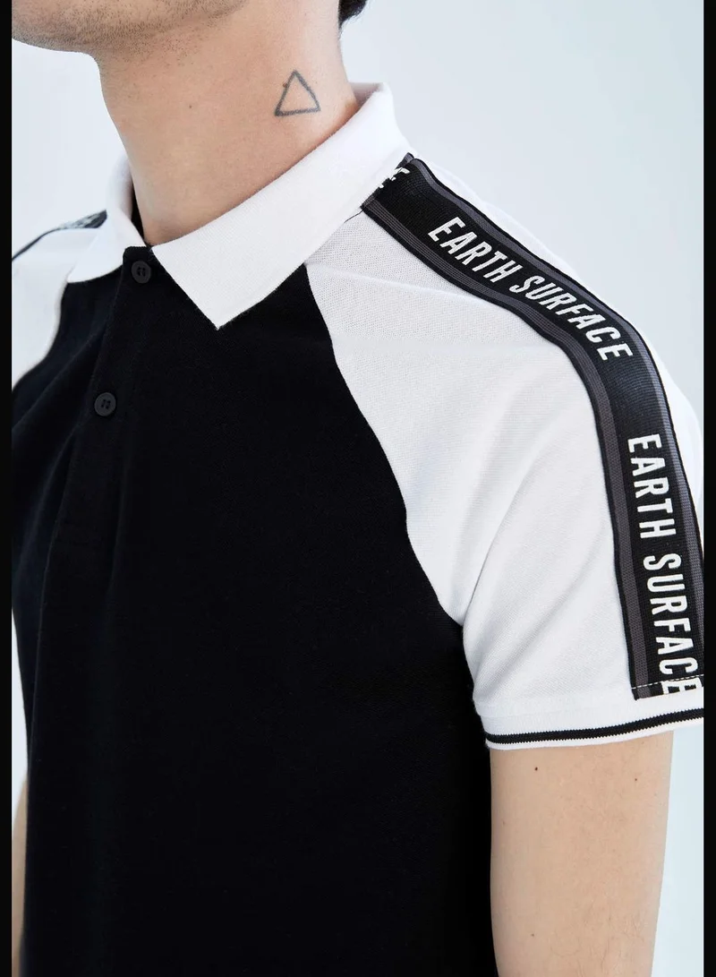 DeFacto Muscle Fit Short Sleeve Colour Block Slogan Print T-Shirt