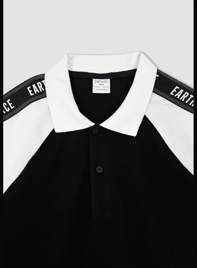 DeFacto Muscle Fit Short Sleeve Colour Block Slogan Print T-Shirt