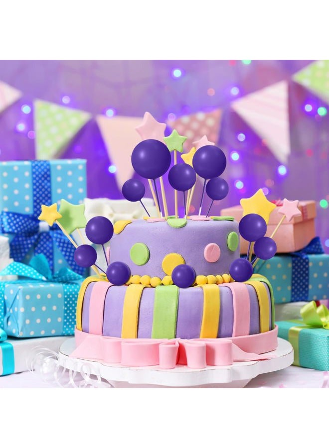 ASTARON 20 Pcs Ball Cake Topper Decorations Mini Balloons Cake Topper Sticks Dark Purple Balls Cake Picks Cake Topper Balls Cake Decorations for Halloween Birthday Cake Decorations - Image 4