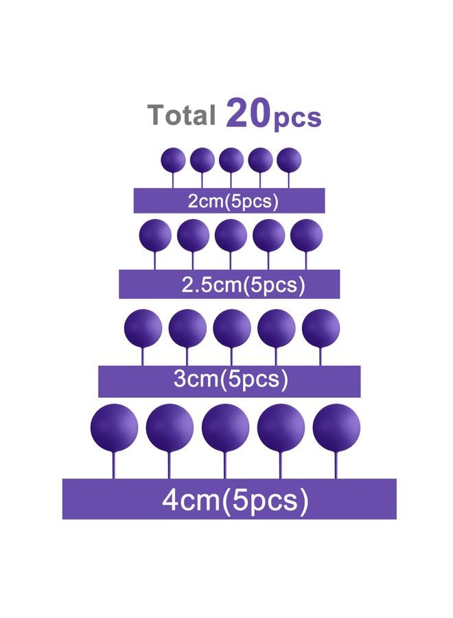 ASTARON 20 Pcs Ball Cake Topper Decorations Mini Balloons Cake Topper Sticks Dark Purple Balls Cake Picks Cake Topper Balls Cake Decorations for Halloween Birthday Cake Decorations - Image 2
