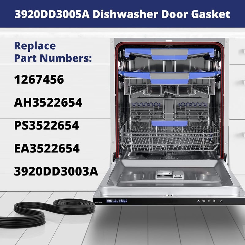 superbobi 3920DD3005A Dishwasher Rubber Door Seal Replacement for LG Dishwasher, Replaces 1267456 AH3522654 PS3522654 EA3522654 3920DD3003A, Dishwasher Door Gasket Seal - Image 4