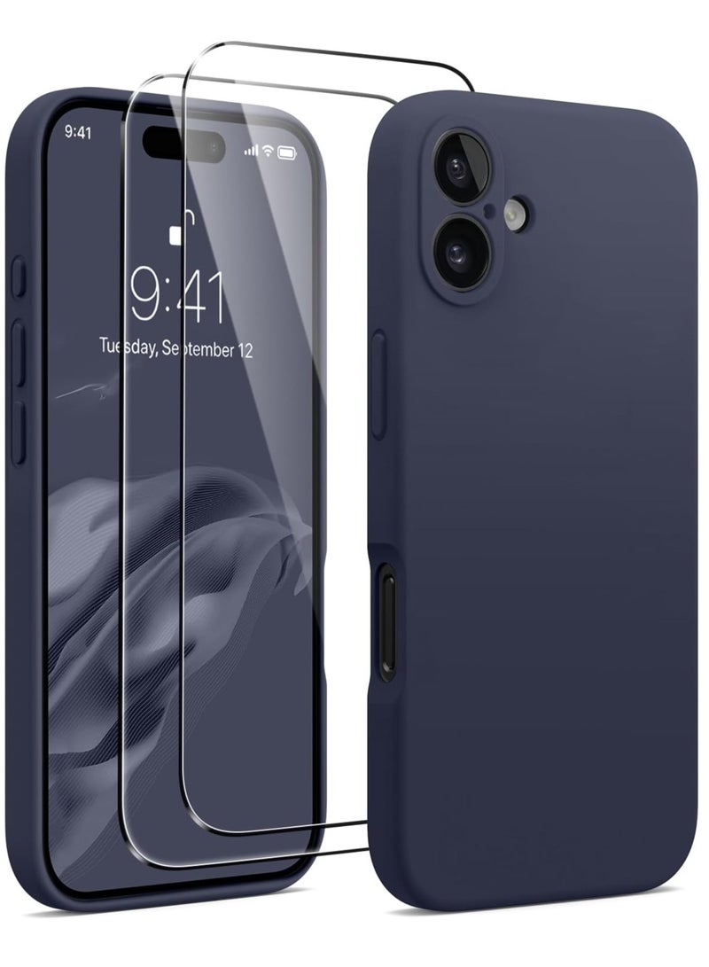إلترازون Midnight Blue Silicone Case for iPhone 16 Plus [Camera Protection], MagSafe Compatible, Anti-Scratch Microfiber Lining, Includes 2 Screen Protectors - Image 1
