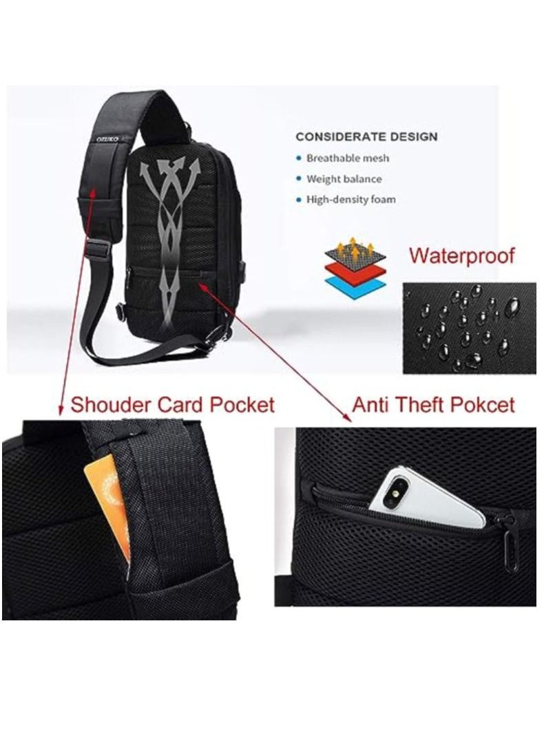 OZUKO - Anti Theft Sling Bag Shoulder Crossbody Backpack Waterproof Chest Bag with USB Charging Port Lightweight Casual Daypack - Image 1