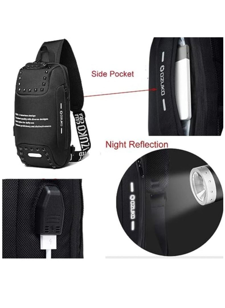 OZUKO - Anti Theft Sling Bag Shoulder Crossbody Backpack Waterproof Chest Bag with USB Charging Port Lightweight Casual Daypack - Image 1