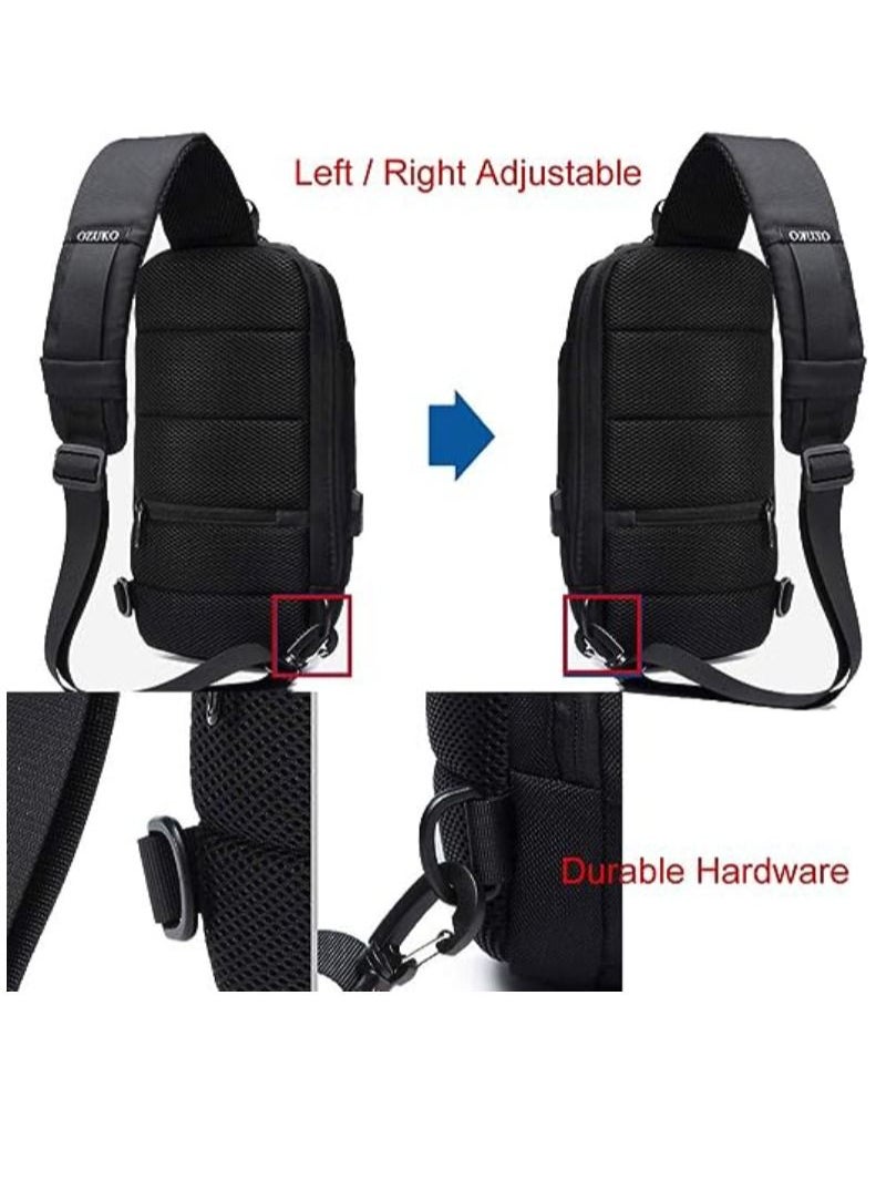 OZUKO - Anti Theft Sling Bag Shoulder Crossbody Backpack Waterproof Chest Bag with USB Charging Port Lightweight Casual Daypack - Image 1
