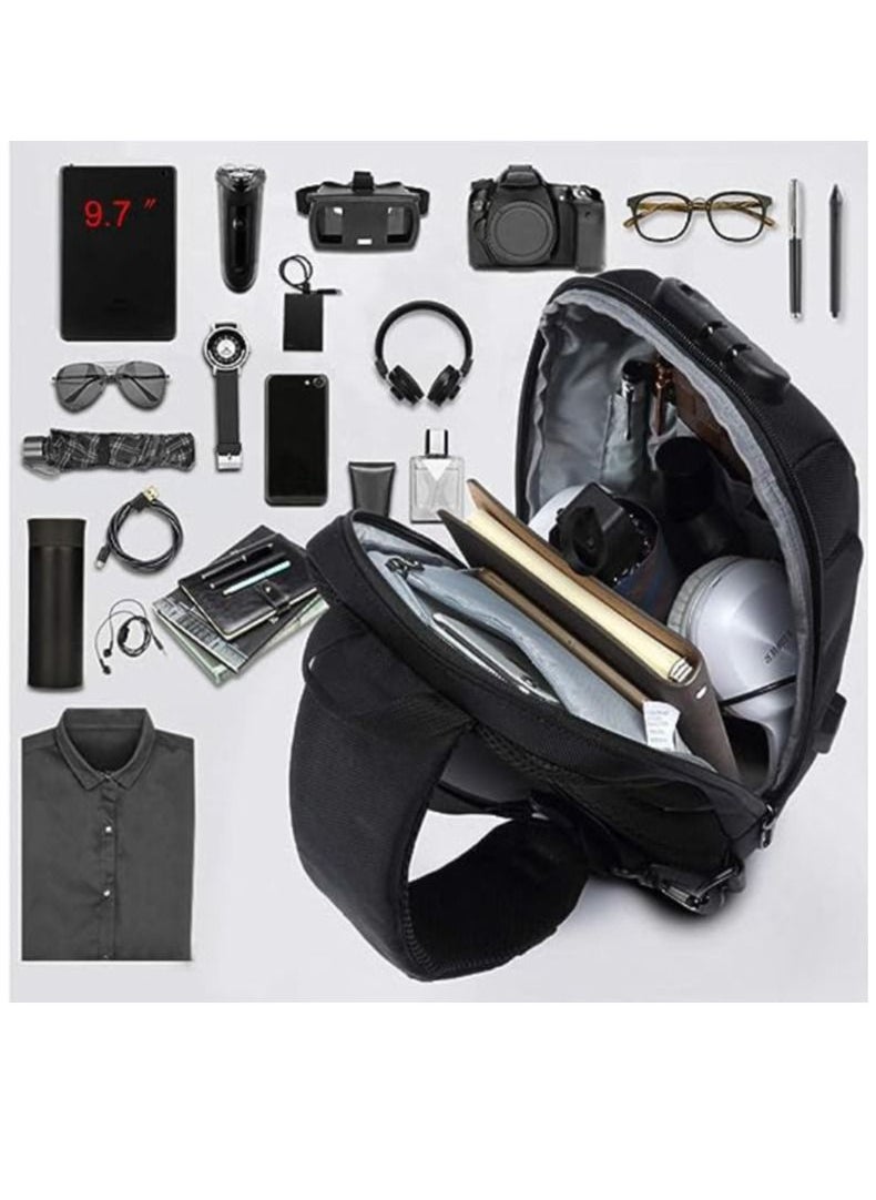 OZUKO - Anti Theft Sling Bag Shoulder Crossbody Backpack Waterproof Chest Bag with USB Charging Port Lightweight Casual Daypack - Image 1