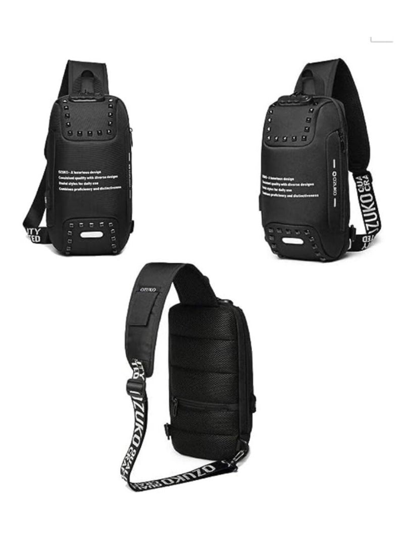 OZUKO - Anti Theft Sling Bag Shoulder Crossbody Backpack Waterproof Chest Bag with USB Charging Port Lightweight Casual Daypack - Image 1