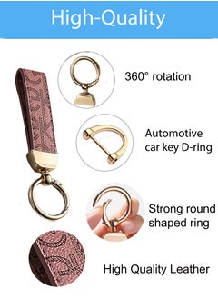 KeyAmor Elegant metal and leather keychain car key holder for adults. Stylish keychain with golden rings, perfect for women, featuring 3 key rings for added functionality. Made with elegant and refined light pink leather, it offers 360-degree rotation for convenience and comes beautifully packaged in a fancy gift box, making it an excellent accessory or gift choice.  - Image 5