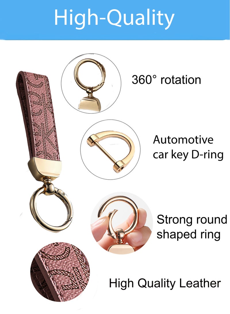 كيامور سلسلة مفاتيح أنيقة مصنوعة من المعدن والجلد للبالغين. سلسلة مفاتيح عصرية بحلقات ذهبية، مثالية للنساء، تحتوي على 3 حلقات مفاتيح لإضافة المزيد من الوظائف. مصنوعة من جلد وردي فاتح أنيق وراقي، وتوفر دوران 360 درجة للراحة، وتأتي مغلفة بشكل جميل في علبة هدايا فاخرة، مما يجعلها خيارًا ممتازًا كإكسسوار أو كهدية. - Image 5