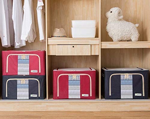 skyzone Steel frame Double Opening Zipped Storage Organiser bag with Window Folding Bag Under Bed Closet Wardrobe BoxMuticolorDesigns 24 LTR - Image 2