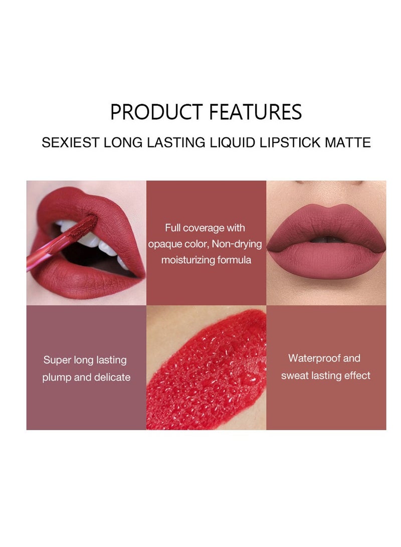 Handaiyan Lipstick Matte Liquid Lipsticks Makeup For Women Velvet Long Lasting Waterproof Highly Pigmented Colour Quick-Drying, Smudge-Proof, Nourishes, Conditions,Ultra Soft Moisturizes - Image 2