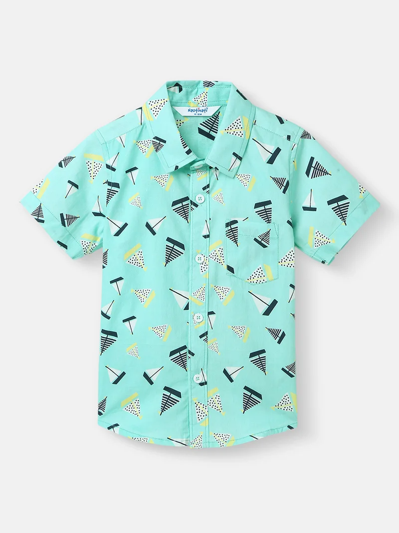 Nautinati Nautinati Boys' All-over Print Cotton Poplin With Chest Pocket