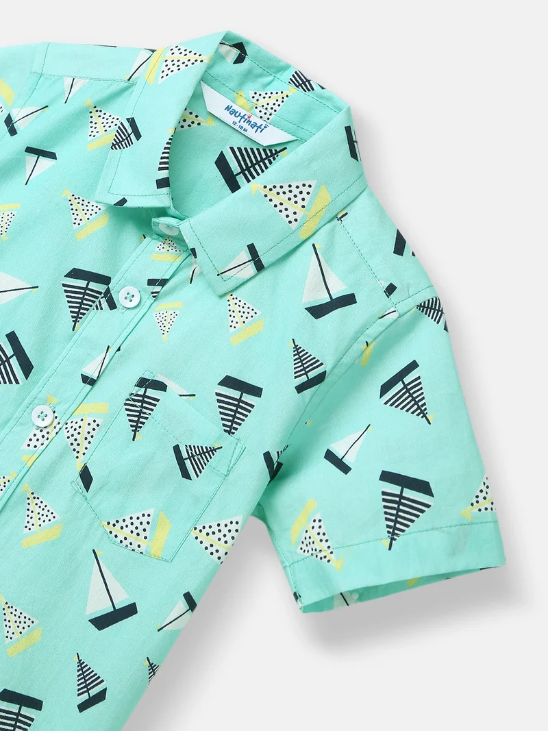 Nautinati Nautinati Boys' All-over Print Cotton Poplin With Chest Pocket