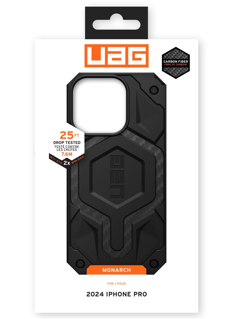 Urban Armor Gear - UAG Monarch for iPhone 16 PRO Case Cover [25 Feet Drop tested]  - Carbon Fiber - Image 1
