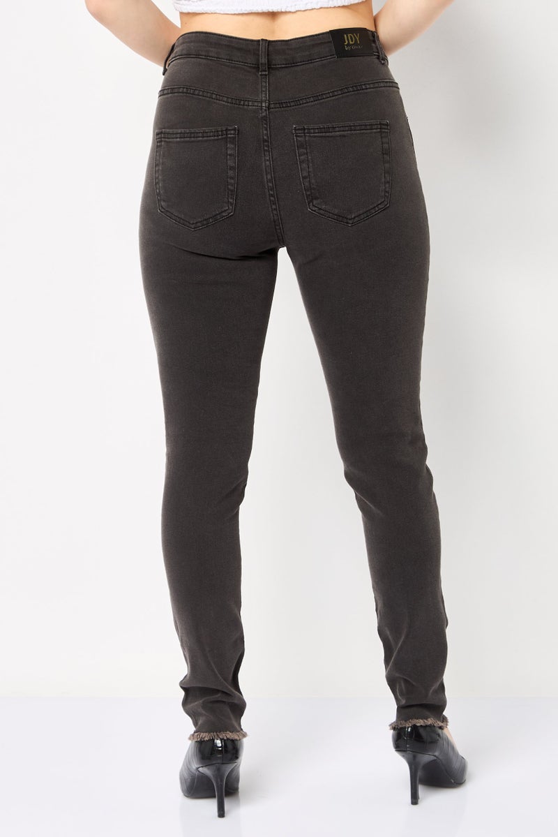 ONLY JDY x Only Women Regular Fit Washed Stretchable Denim Jeans, Charcoal - Image 4