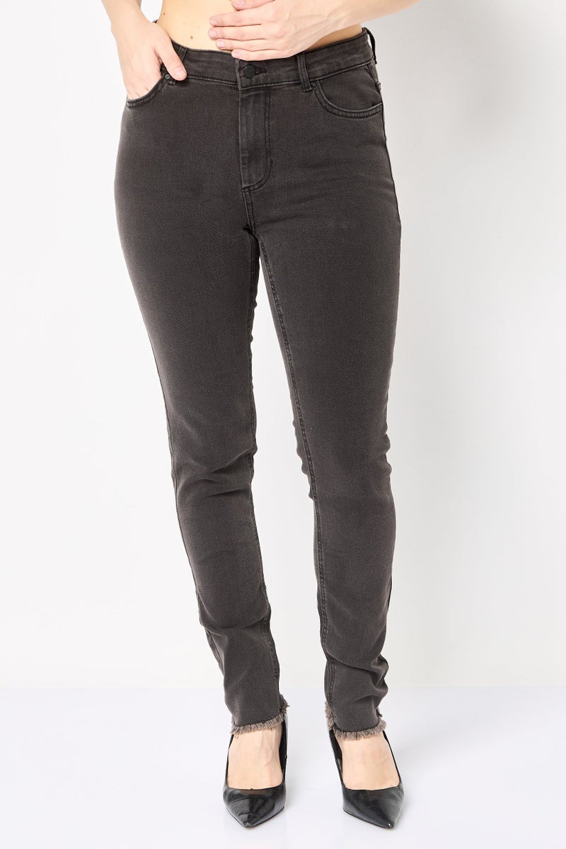 ONLY JDY x Only Women Regular Fit Washed Stretchable Denim Jeans, Charcoal - Image 1