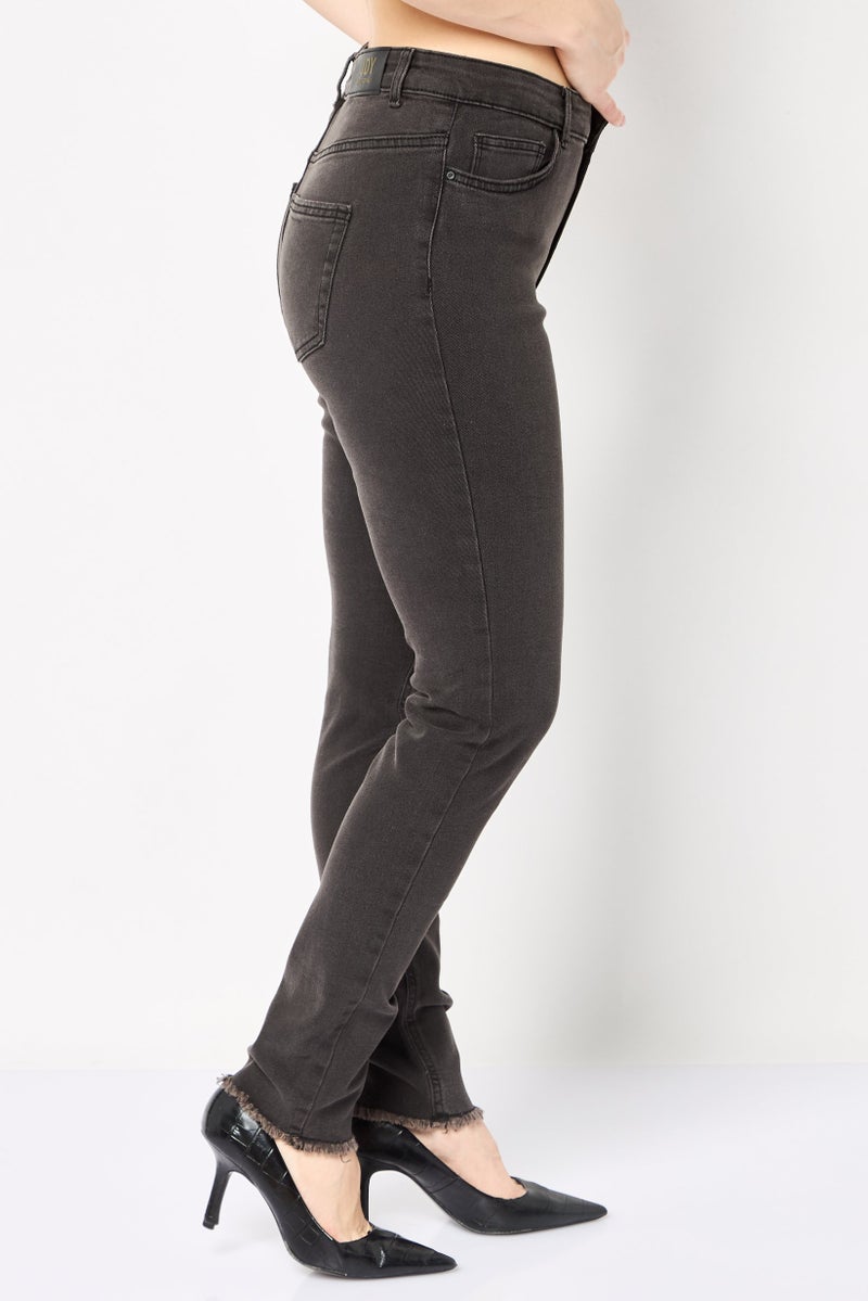 ONLY JDY x Only Women Regular Fit Washed Stretchable Denim Jeans, Charcoal - Image 3