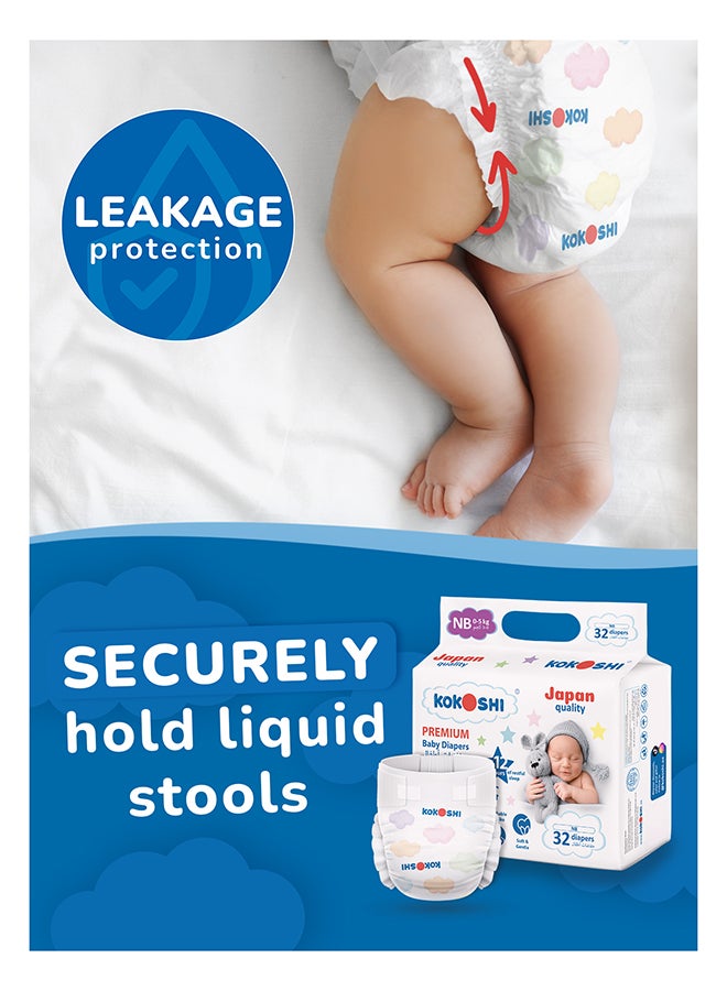 Kokoshi Premium Baby Diapers Size Newborn (0–5 kg), 32 pcs – Ultra-Soft, Hypoallergenic, 12h Protection, Breathable, Leak-Proof Japanese, Wetness Indicator - Image 5