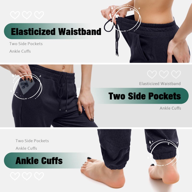 Walifrey Womens Joggers with Pockets, Drawstring Sweatpants Women for Lounging Jogging Gym and Workout Navy,1 Pack Navy L - Image 5