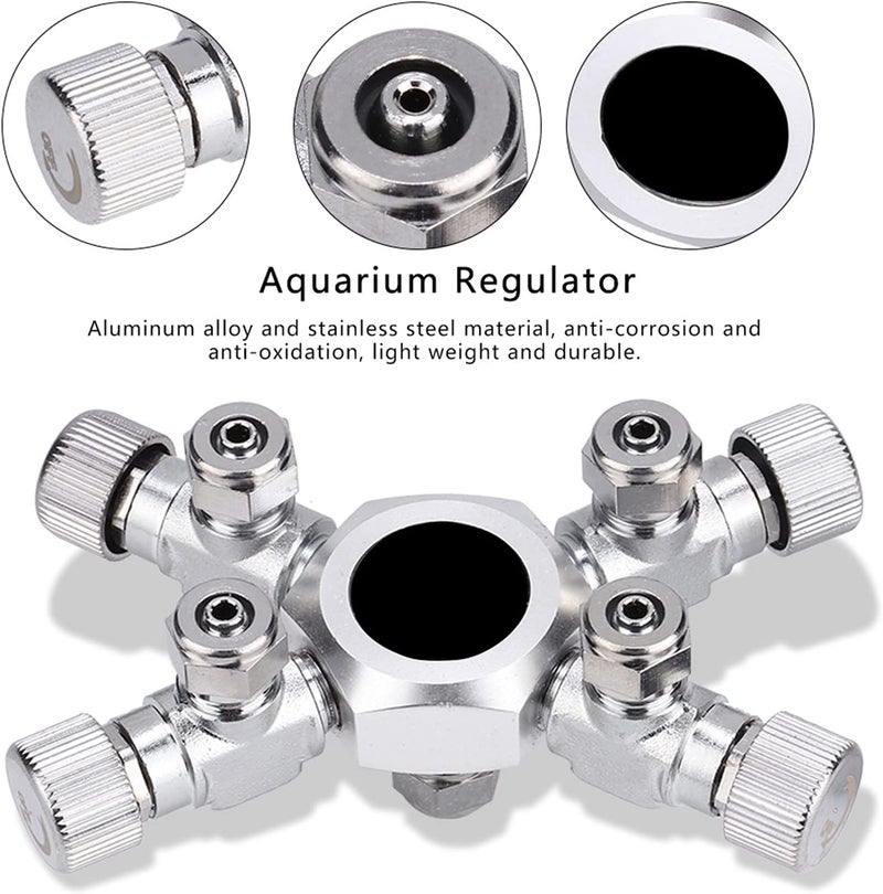 Acouto Multi Ways Rium CO2 Splitter Valve with Individual Needle Control and Pressure Gauge for Fish (4 Pass) - Image 4