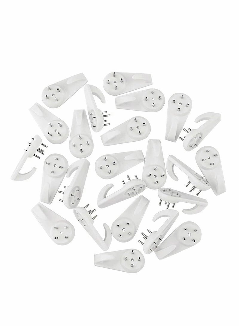 Non Trace Wall Hooks, Invisible Traceless White Hard Wall Picture Hooks Invisible Traceless Hardwall Painting Hangers for Picture Photo Frame Hangers, Pack of 32