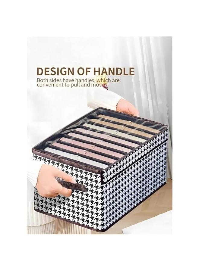 هوكور صناديق تخزين قابلة للطي من ار سي كو، 3 قطع، سلال تخزين من قماش الكتان قابلة للغسل مع اغطية ومقبض جلدي، للمنزل وغرفة النوم والخزانة والمكتب - Image 2