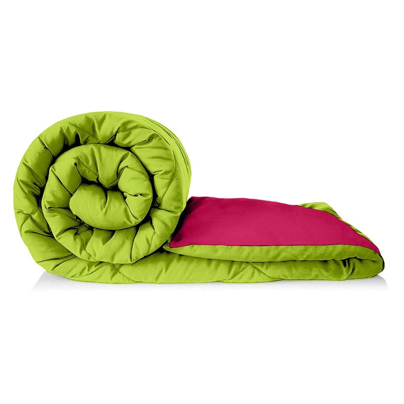 CHICERY Reversible Double Bed King Size Comforter220 GSM Microfiber Reversible AC ComforterBlanket for WinterQuilt Parrot GreenPinkPack of01 - Image 4